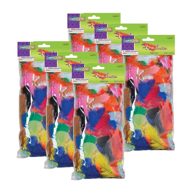 Creativity Street Turkey Plumage Feathers, Bright Hues, 1 oz. Per Bag, PK6 PAC4502 - main